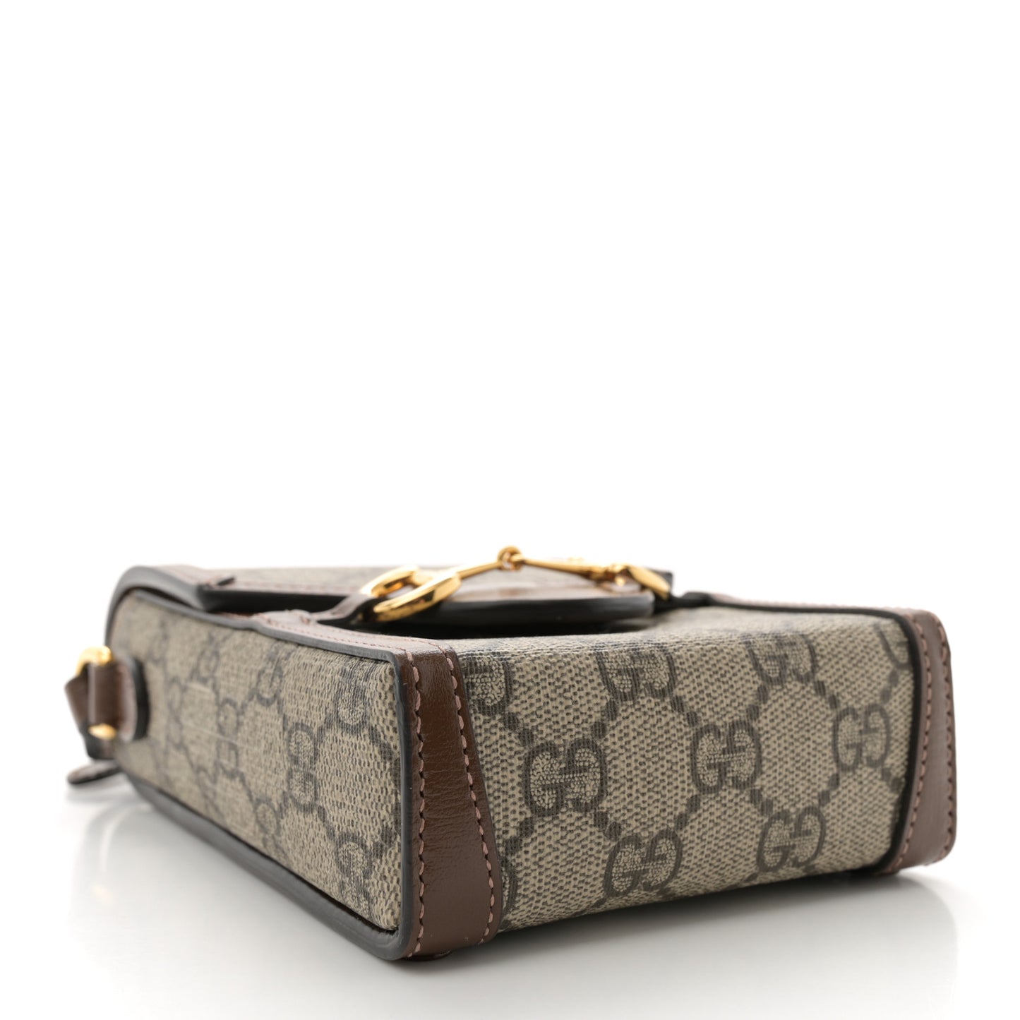 GG Supreme Monogram Mini Horsebit 1955 Crossbody Bag Beige Brown Sugar