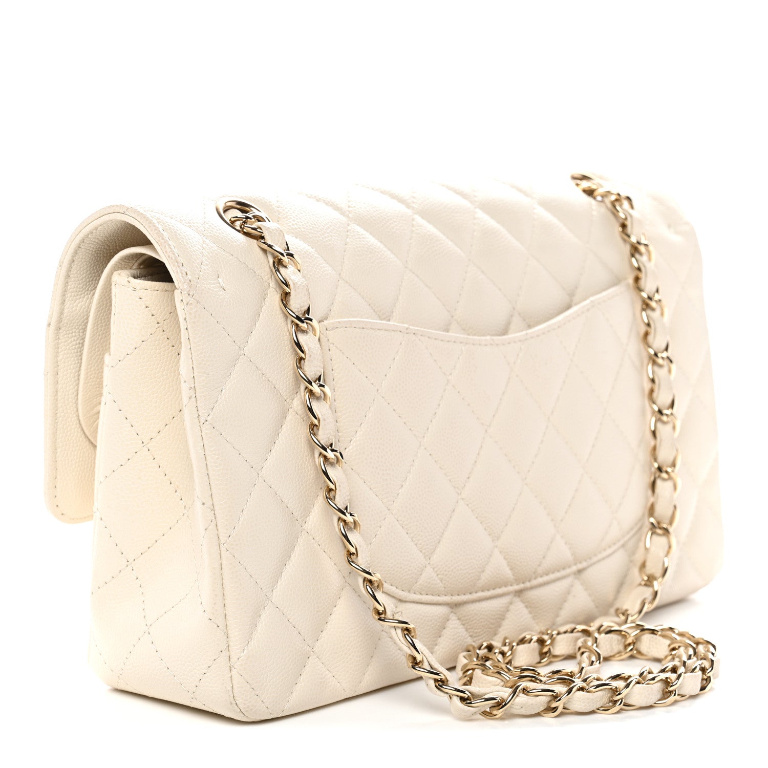 Chanel Caviar Quilted Medium Double Flap White 3 of 11