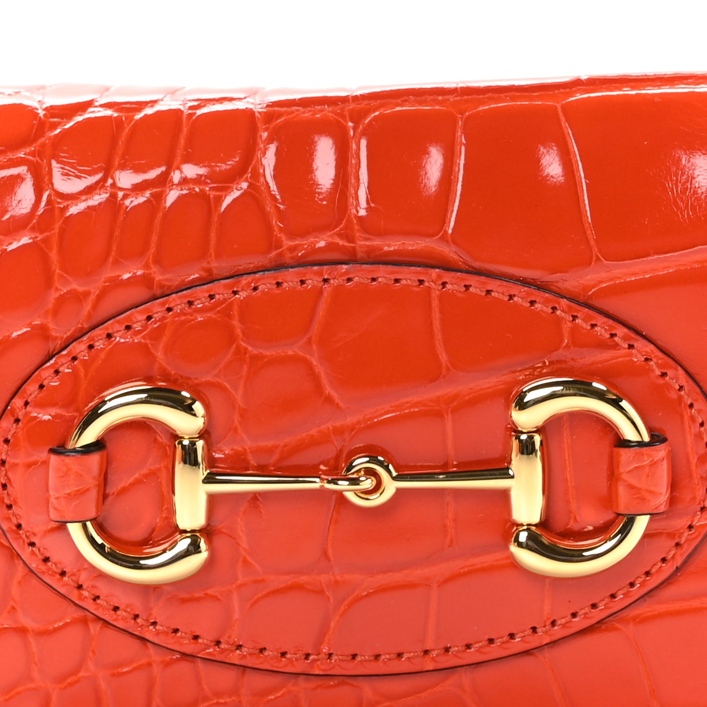 Boarded Plutone Crocodile Horsebit 1955 Card Case Wallet Sun Orange