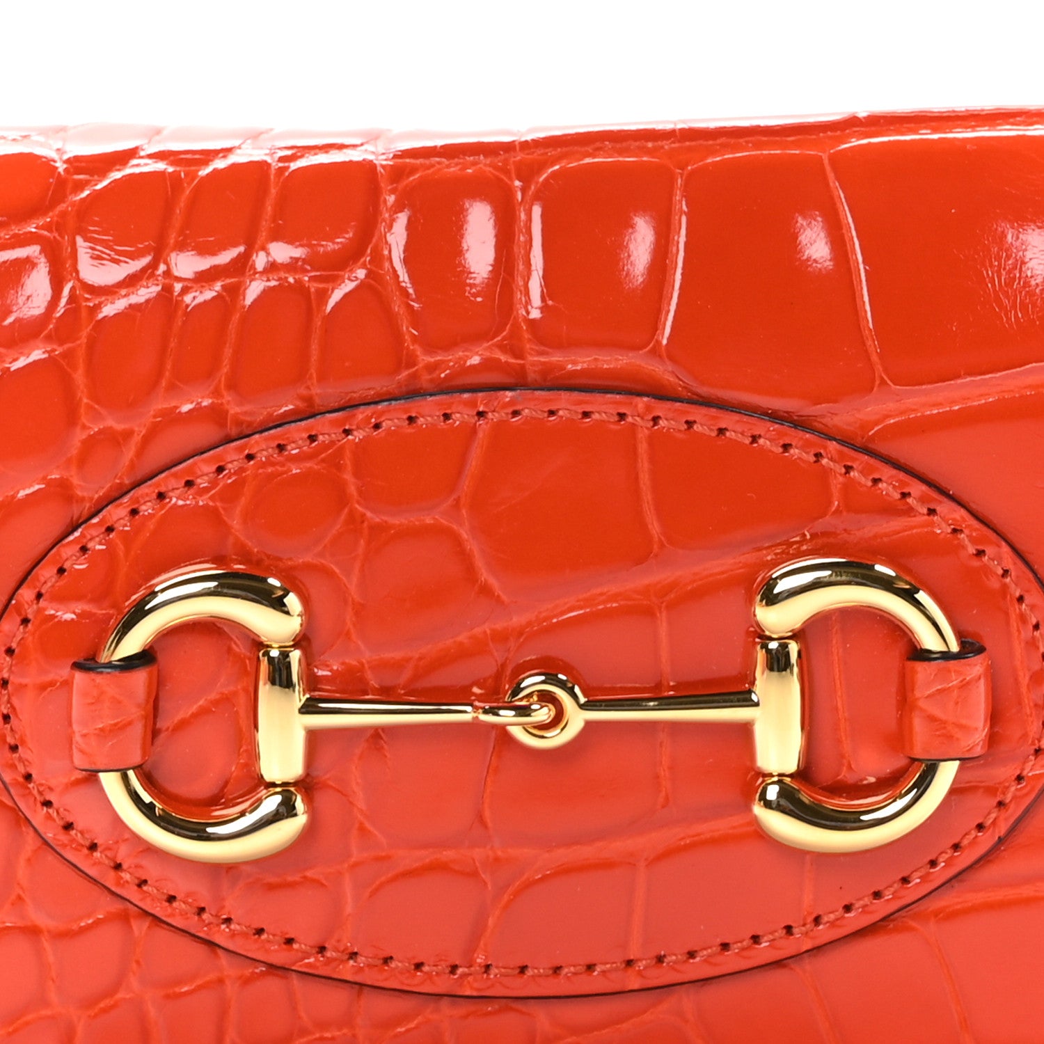 Gucci Boarded Plutone Crocodile Horsebit 1955 Card Case Wallet Sun Orange 9 of 10