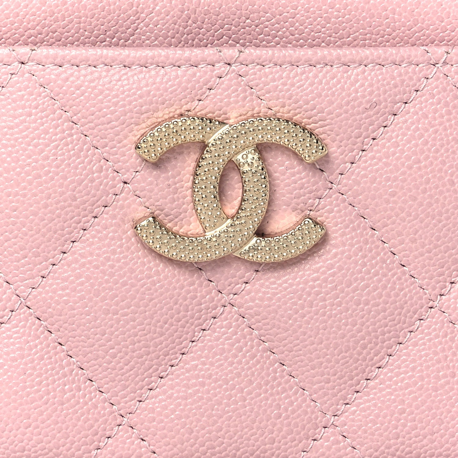 Chanel Caviar Quilted Studded CC Card Holder Light Pink 9 of 10