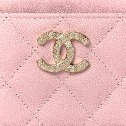 Chanel Caviar Quilted Studded CC Card Holder Light Pink 9 of 10