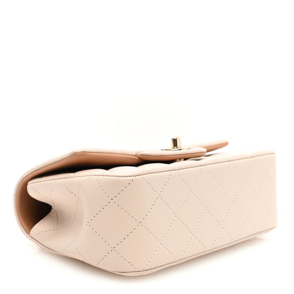 Chanel Lambskin Quilted Bi-Color Mini Top Handle Rectangular Flap Ecru Dark Beige 4 of 10