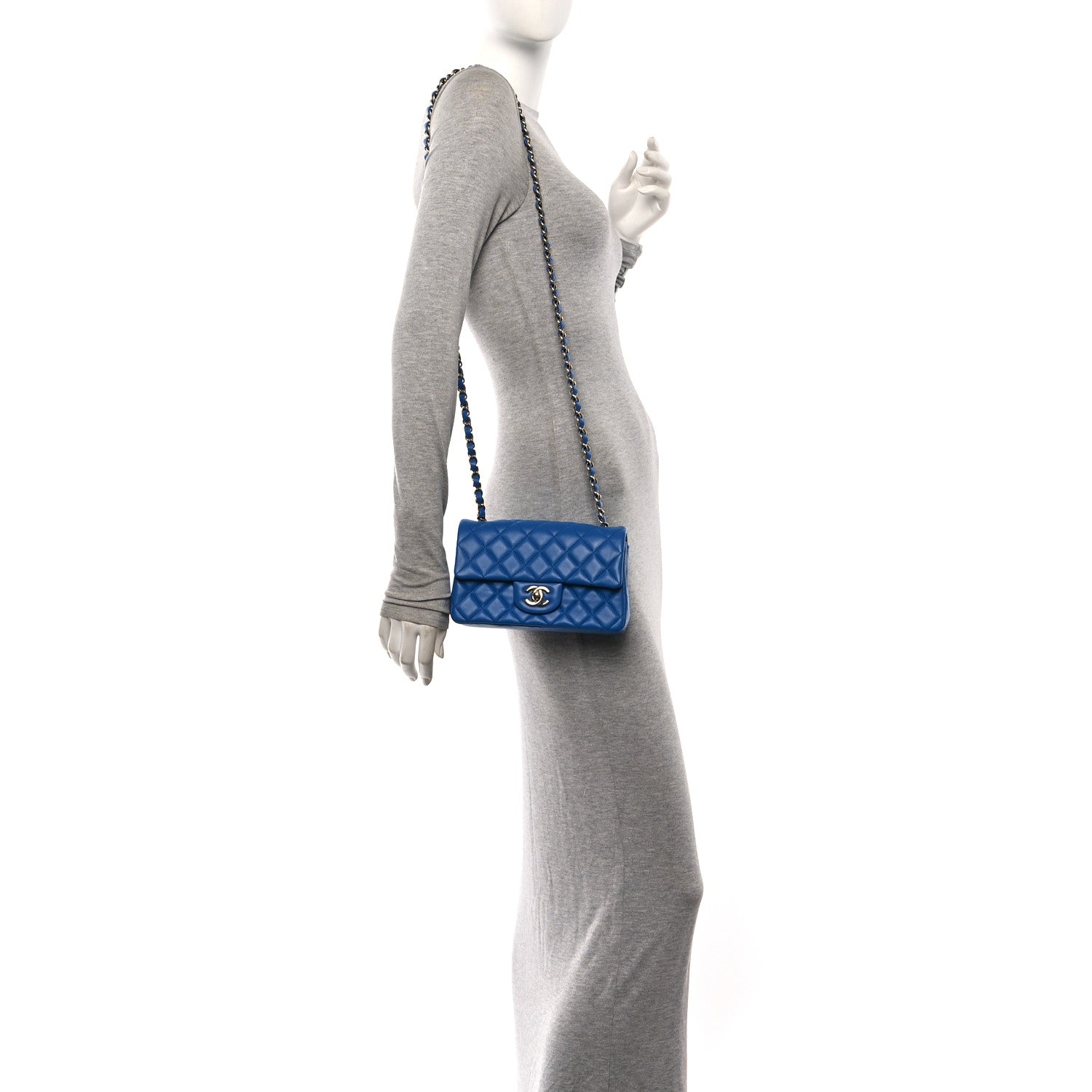 Chanel Lambskin Quilted Mini Rectangular Flap Blue 2 of 11