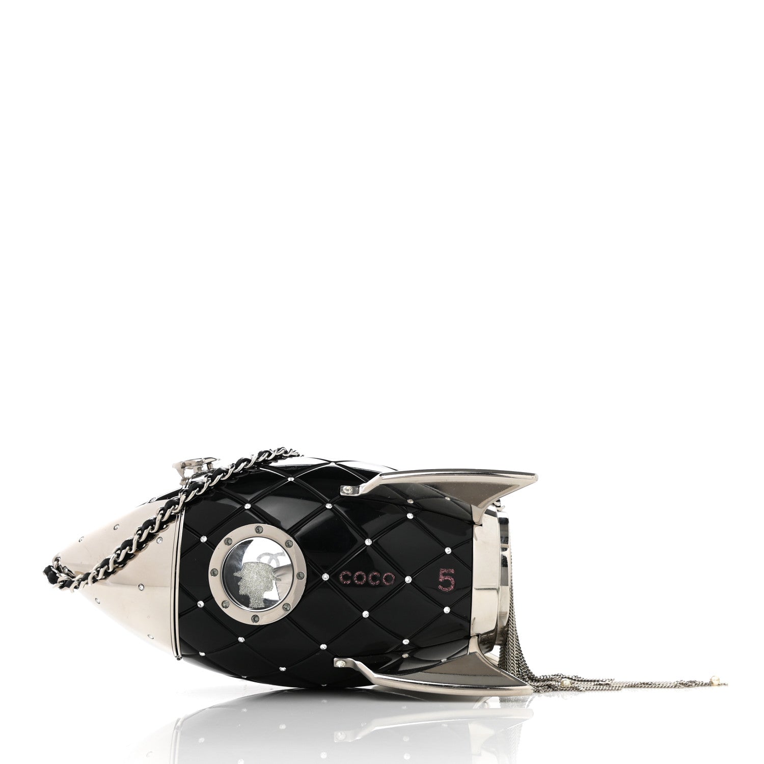 Chanel Plexiglass Crystal Rocket Ship Minaudière Clutch Black 1 of 6
