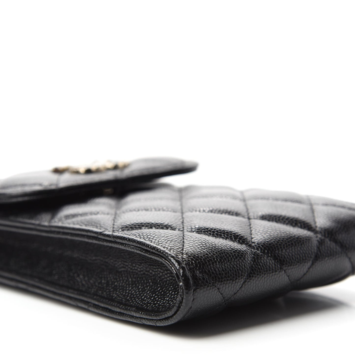 Caviar Quilted Crystal CC Airpods Pro and Phone Case With Chain Black