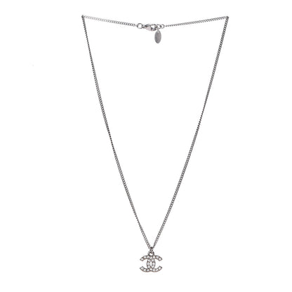 Chanel Crystal CC Necklace Silver 3 of 4