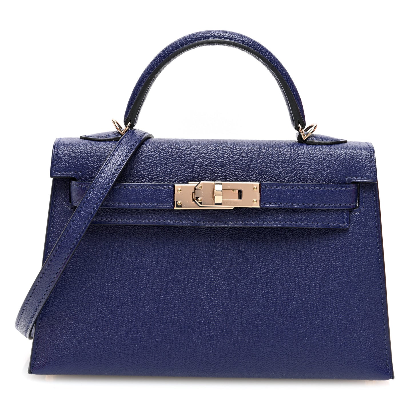 Chevre Mysore Horseshoe Mini Kelly Sellier 20 Bleu Encre Rose Pourpre