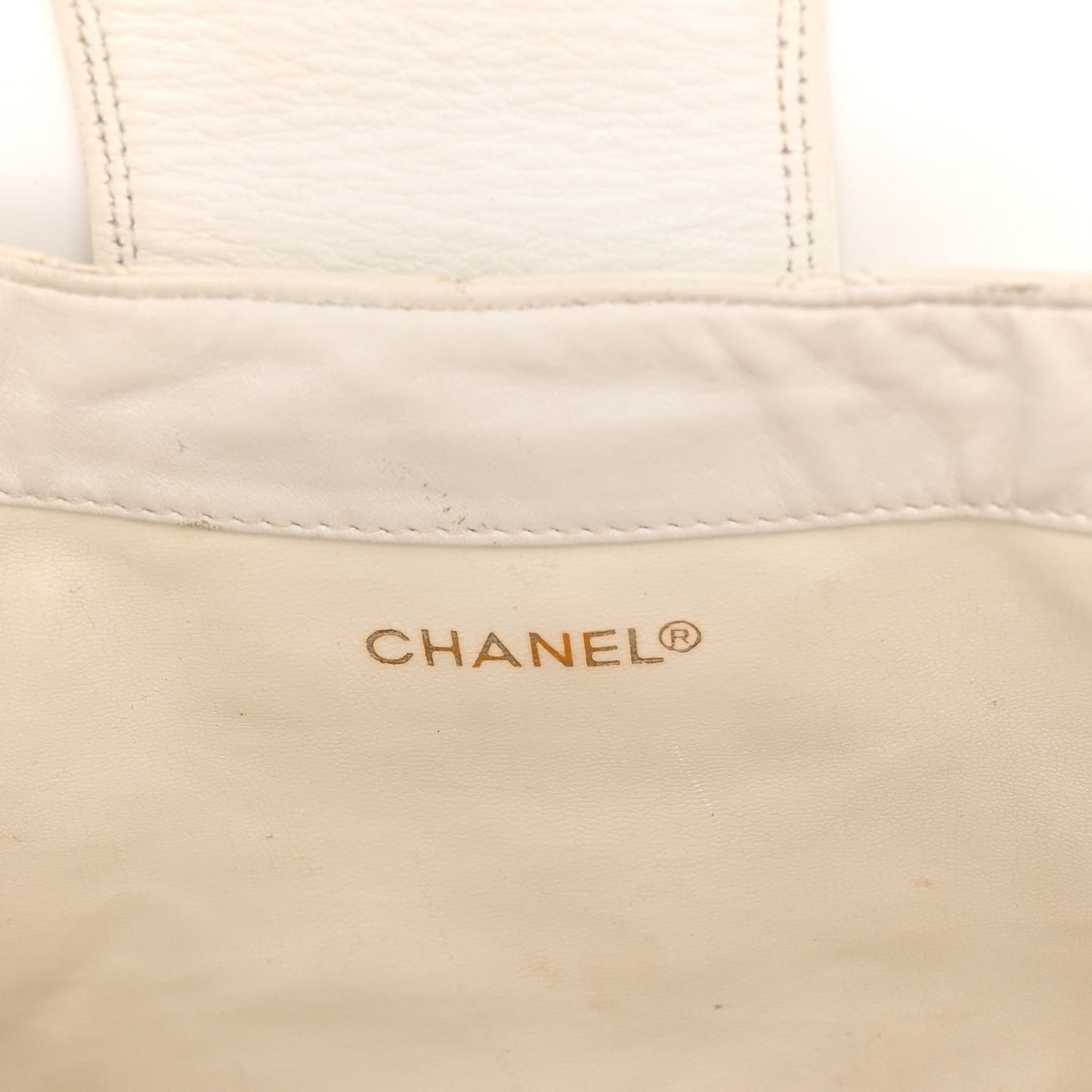 Lambskin Stitched Shoulder Bag White