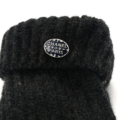 Chanel Wool Lambskin Fingerless Gloves 7.5 Navy Dark Grey 3 of 4