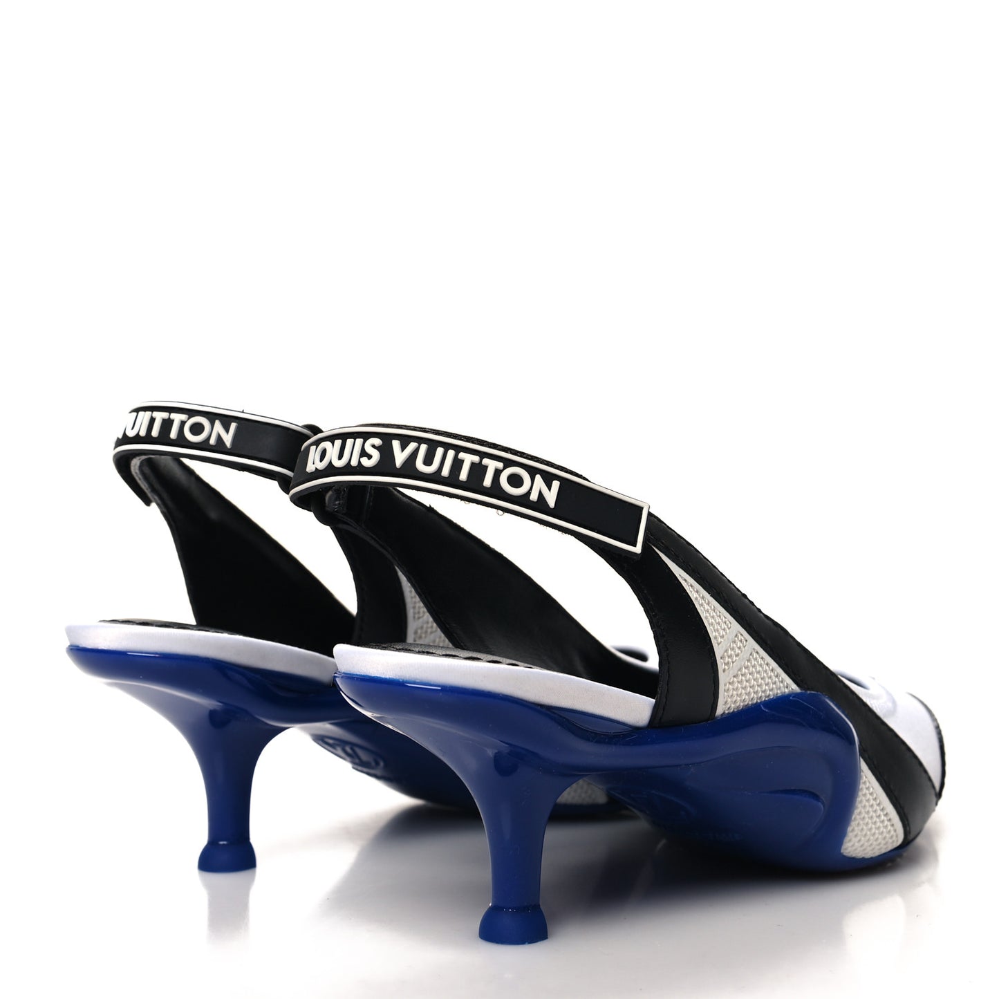 Calfskin Archlight Slingback Pumps 35 Black White Blue