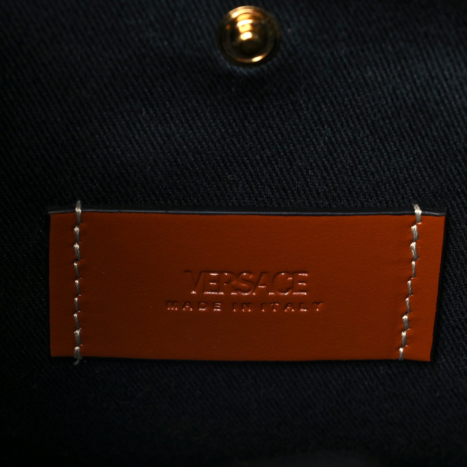 Versace Coated Canvas Calfskin La Greca Signature Tote Bag Black Caramel 5 of 7