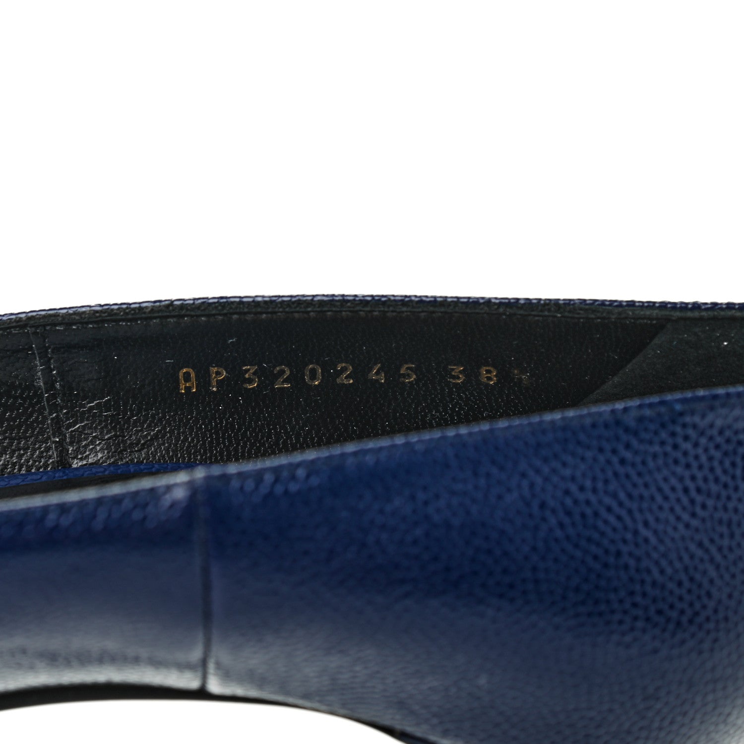 Saint Laurent Pebbled Patent Calfskin Janis 105 Platform Pumps 38.5 Blue 8 of 8