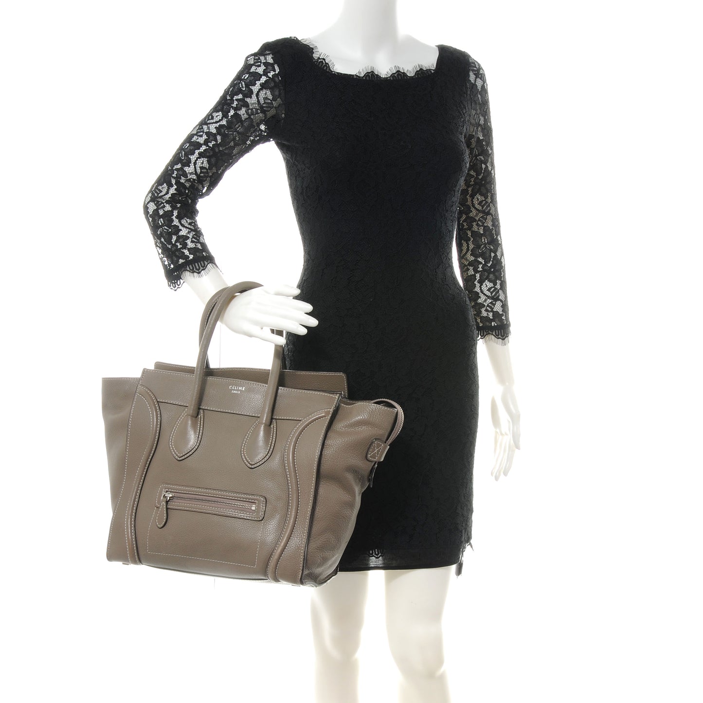 Drummed Calfskin Mini Luggage Bag Souris