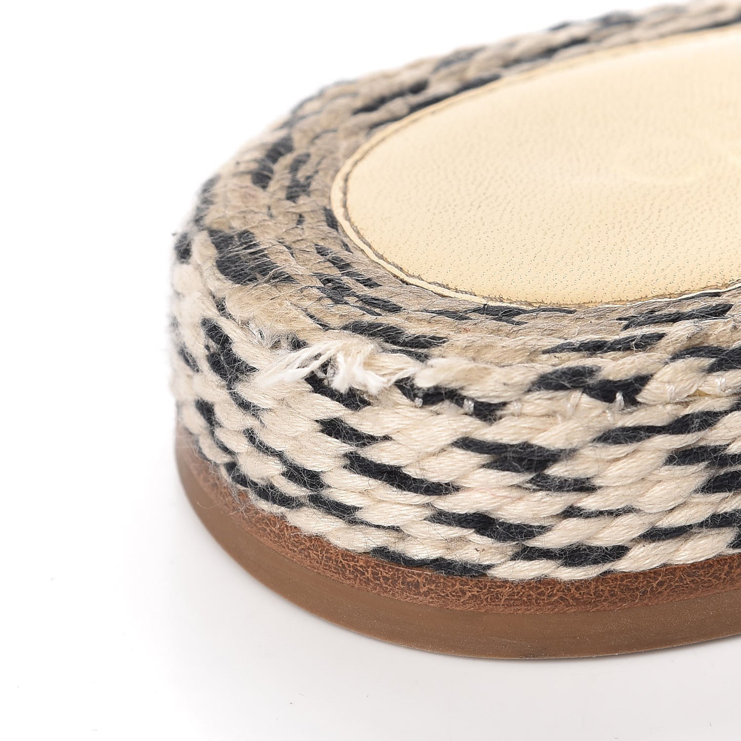 Cord CC Espadrille Slip On Sandals 38 Beige Black
