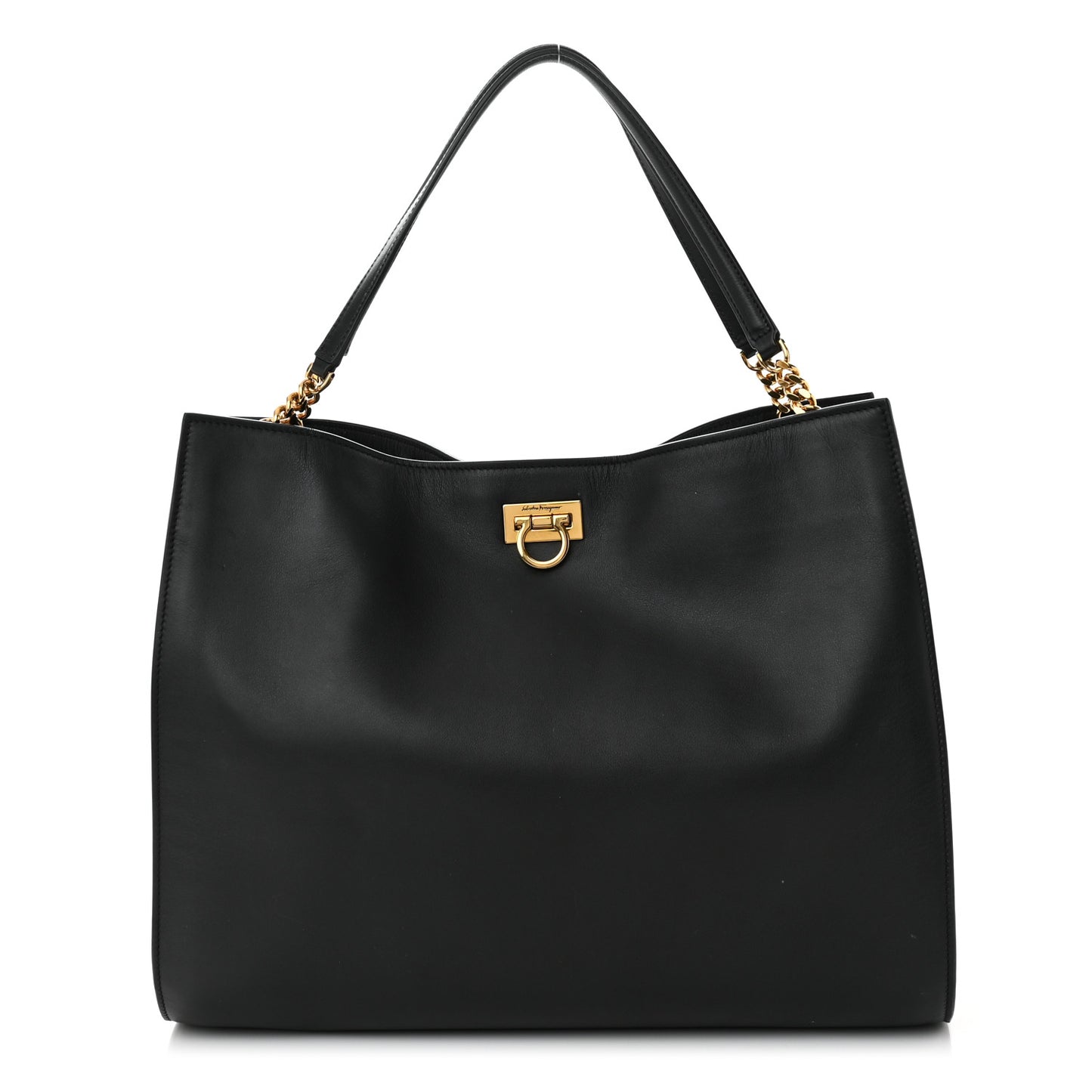 Calfskin Gancini Trifolio Tote Bag Black