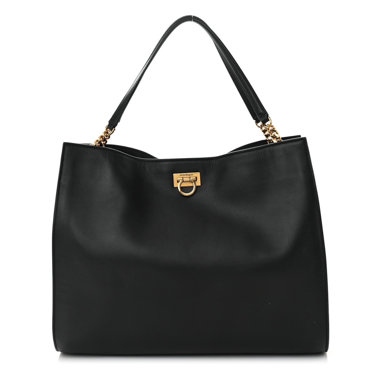 Salvatore Ferragamo Calfskin Gancini Trifolio Tote Bag Black 1 of 11