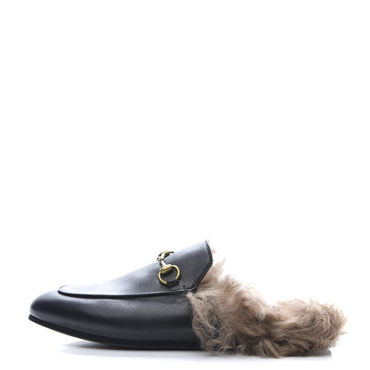 Gucci Calfskin Fur Womens Princetown Slippers 38 Black 1 of 8