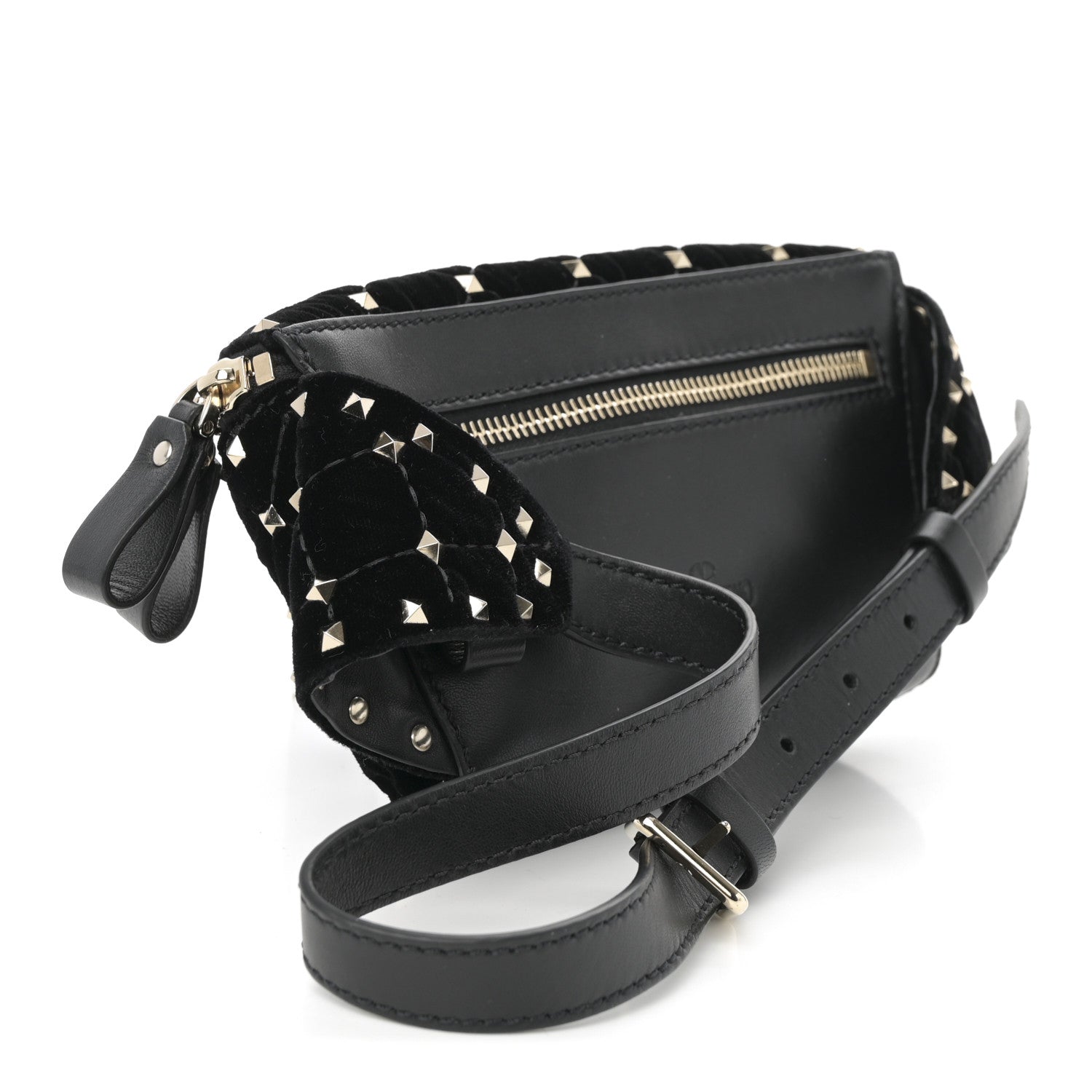Valentino Garavani Velvet Rockstud Spike Belt Bag 85 34 Black 5 of 25