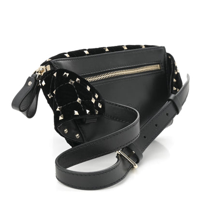 Valentino Garavani Velvet Rockstud Spike Belt Bag 85 34 Black 5 of 25