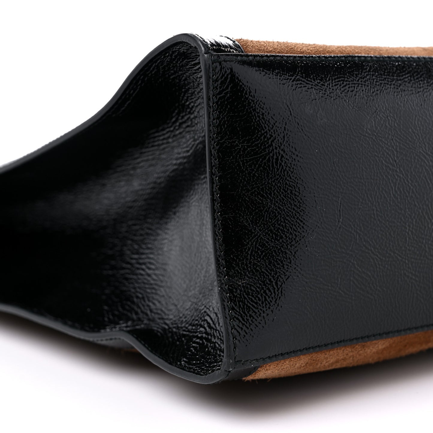 Suede Patent Web Ophidia Vertical Tote Nocciola Black