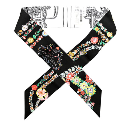 Hermes Silk Brides de Gala en Fleurs Twilly Black Multicolor White 1 of 5