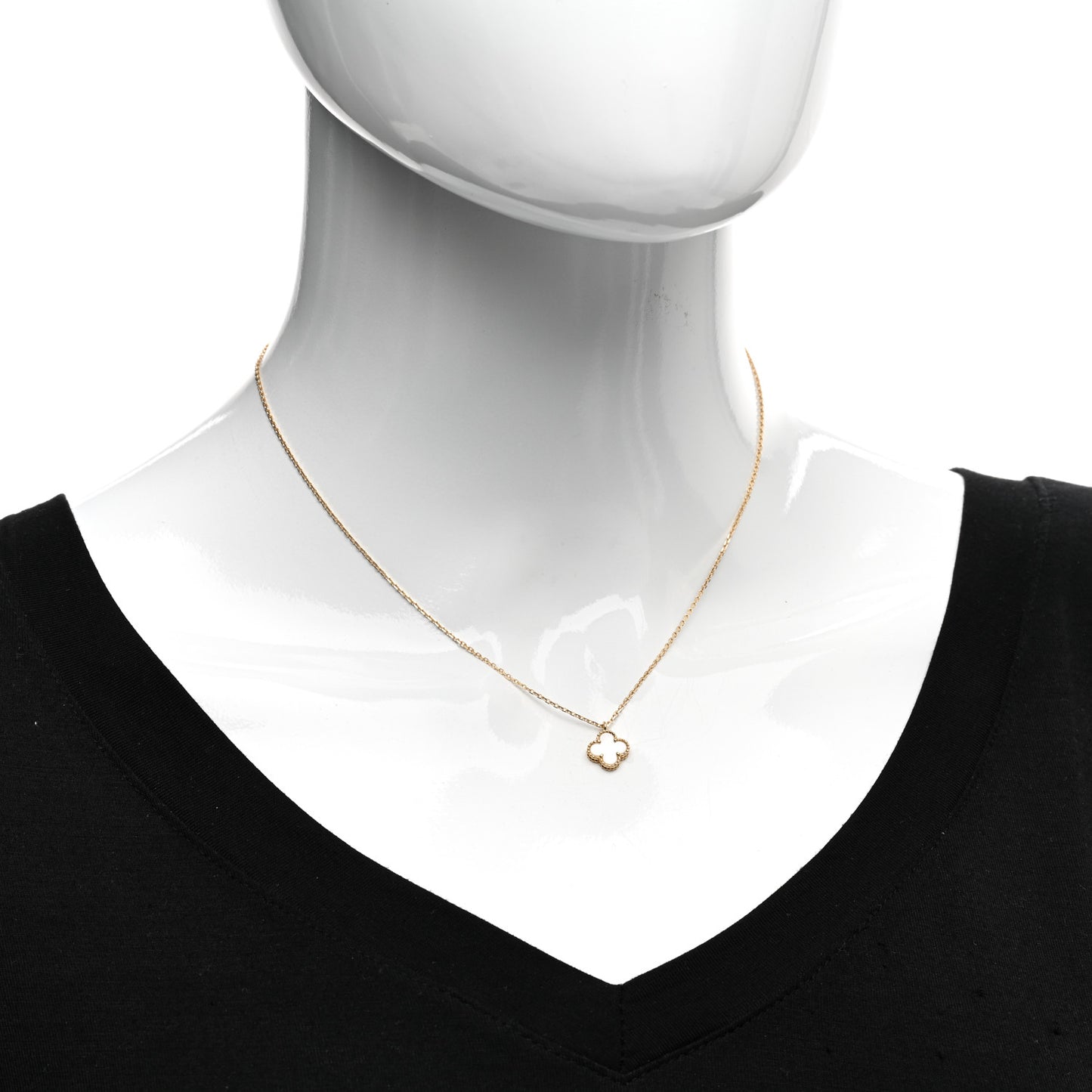 18K Yellow Gold Mother of Pearl Sweet Alhambra Pendant Necklace