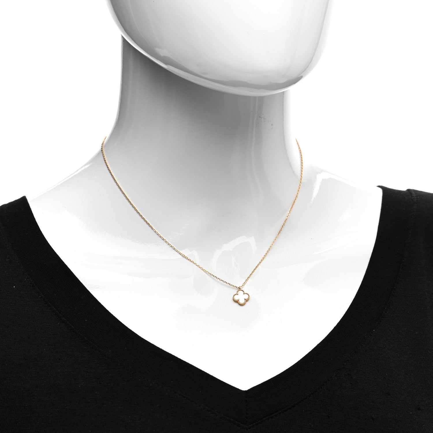 Van Cleef & Arpels 18K Yellow Gold Mother of Pearl Sweet Alhambra Pendant Necklace 2 of 5
