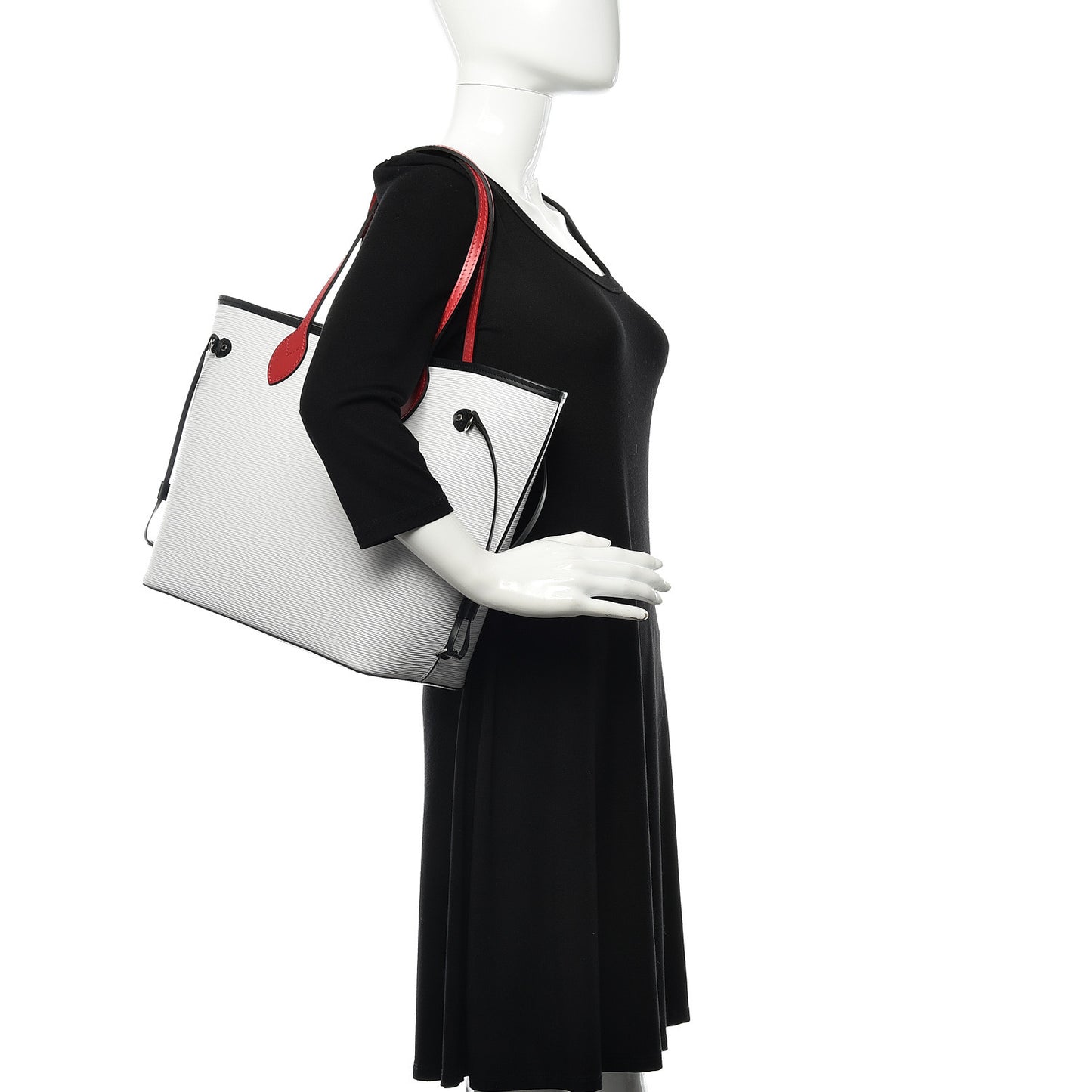 Epi Neverfull MM White Scarlet Black