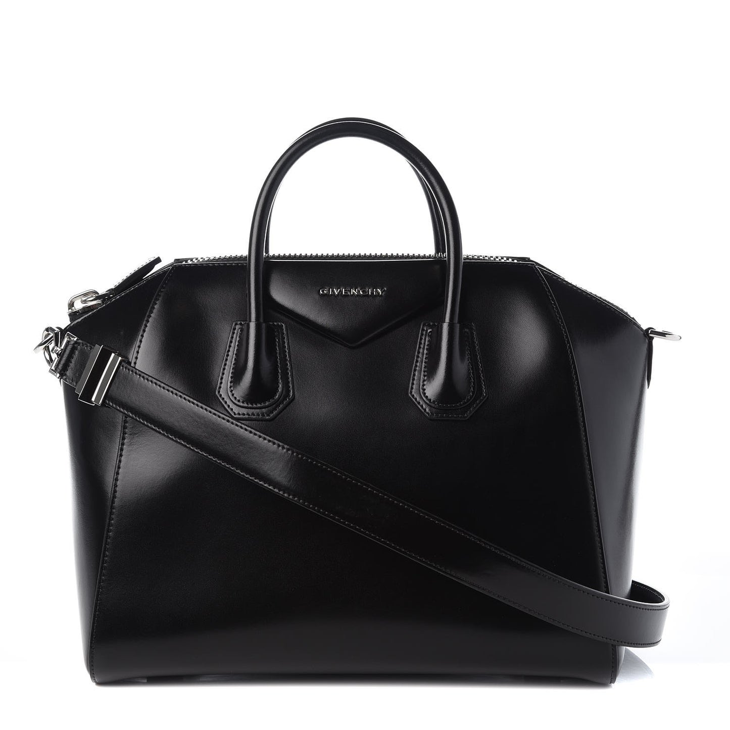 Shiny Lord Calfskin Medium Antigona Black