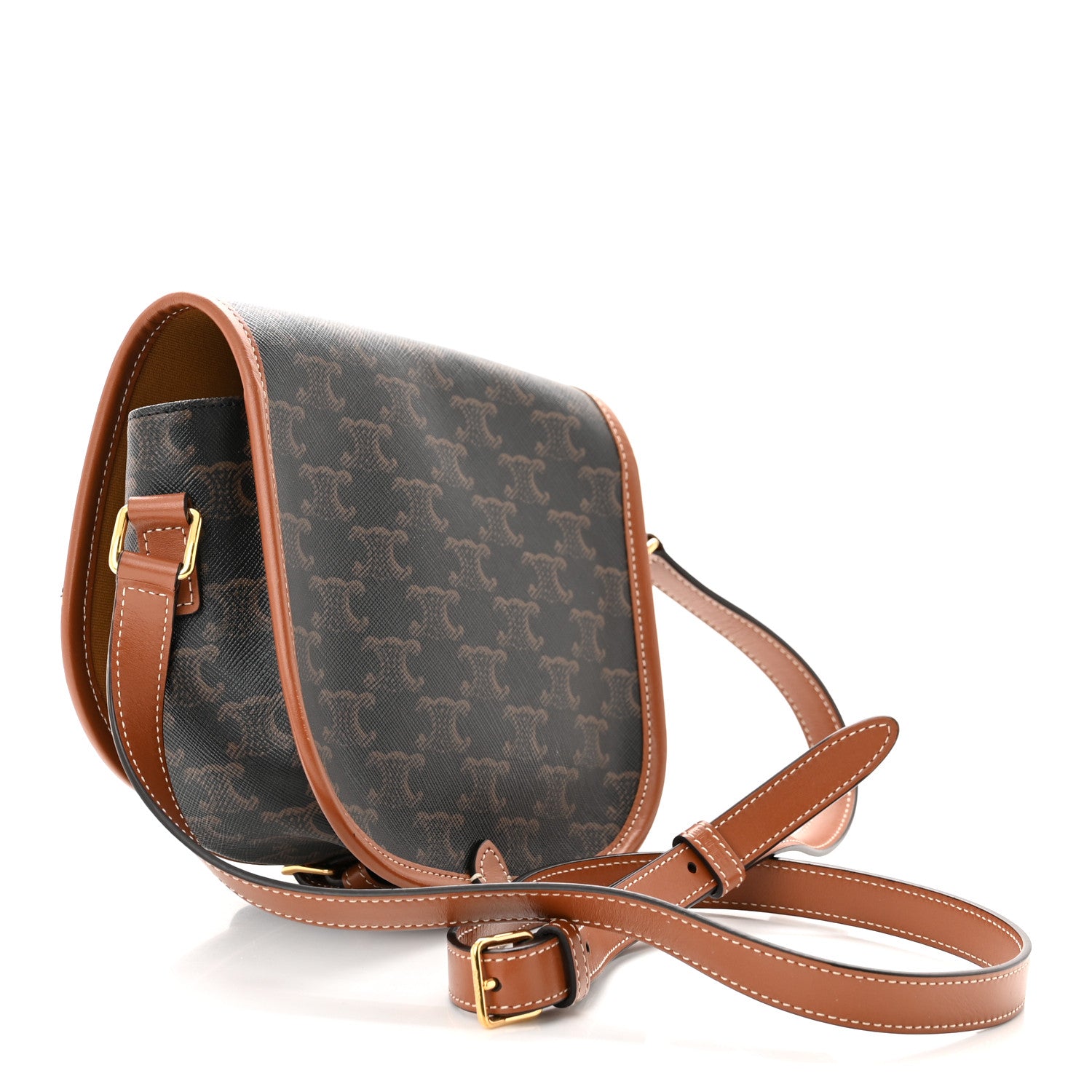 Celine Triomphe Canvas Medium Folco Bag Tan 3 of 9