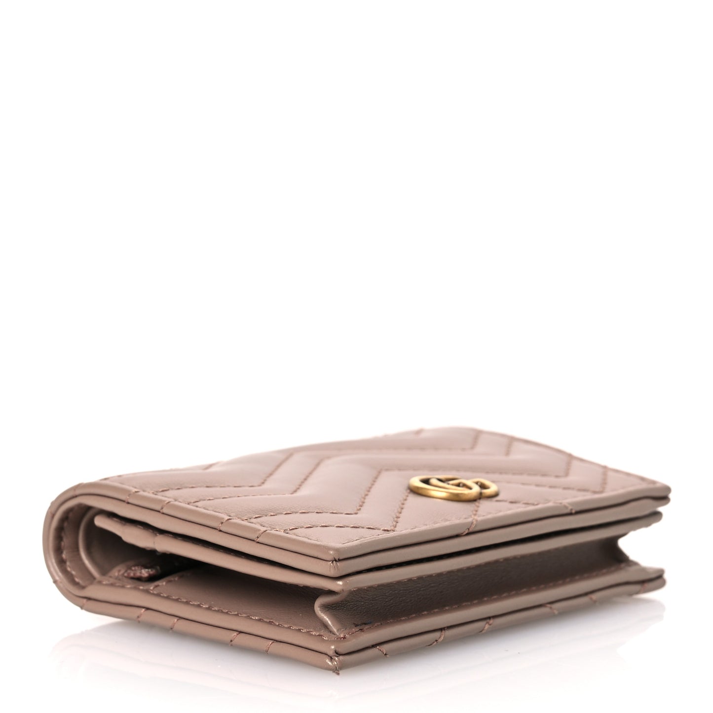 Calfskin Matelasse GG Marmont Card Case Wallet Porcelain Rose