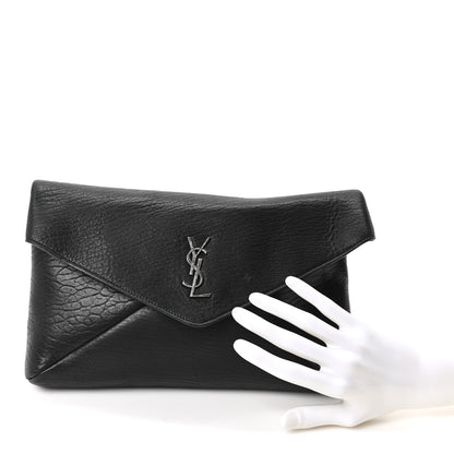 Saint Laurent Grained Lambskin Small Cassandre Envelope Pouch Black 2 of 9