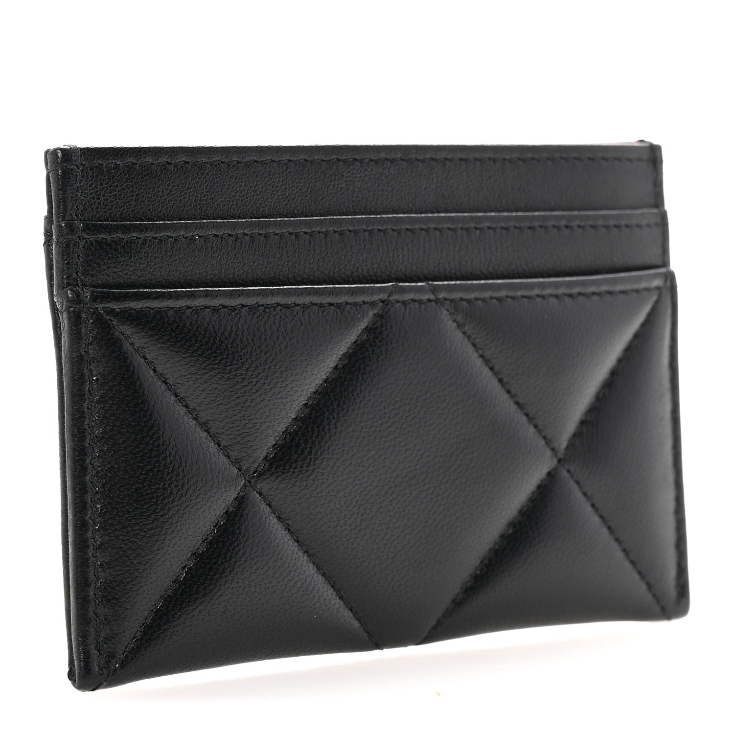 Chanel Lambskin Quilted Chanel 19 Card Holder Black 3 of 9