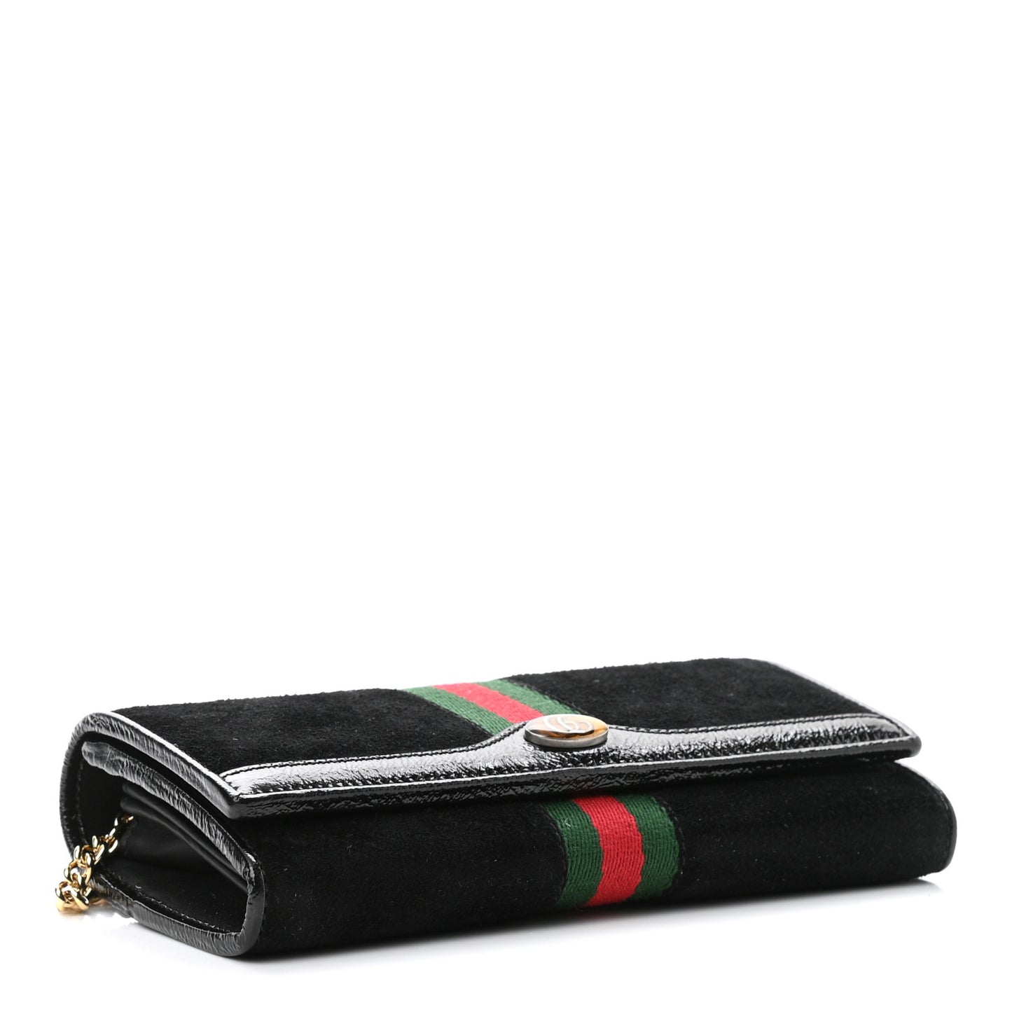 Suede Patent Web Ophidia Wallet On Chain Black