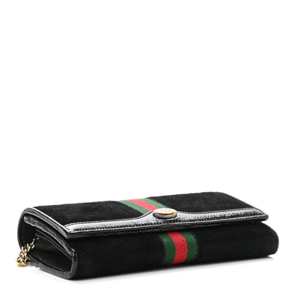 Gucci Suede Patent Web Ophidia Wallet On Chain Black 3 of 10