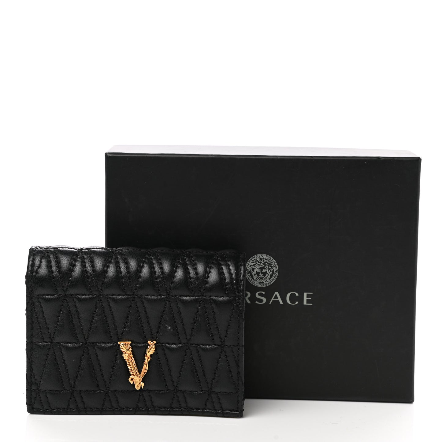 Nappa Barocco Quilted Virtus Bifold Wallet Black