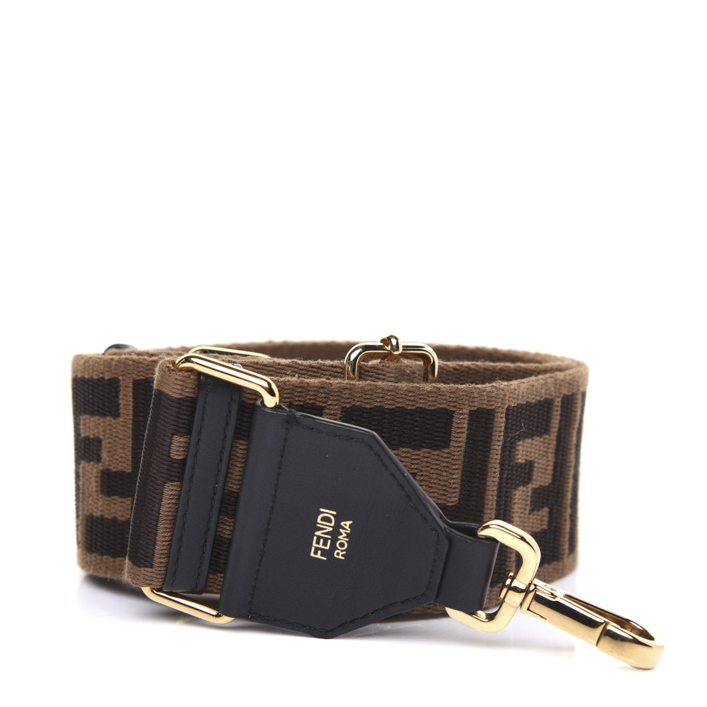 Ribbon Vitello Seta FF 1974 Adjustable Strap You Fango Marrone Black