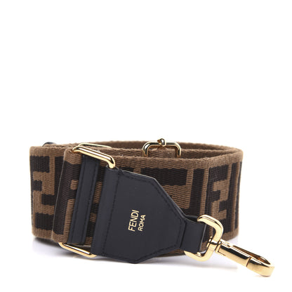 Fendi Ribbon Vitello Seta FF 1974 Adjustable Strap You Fango Marrone Black 1 of 10