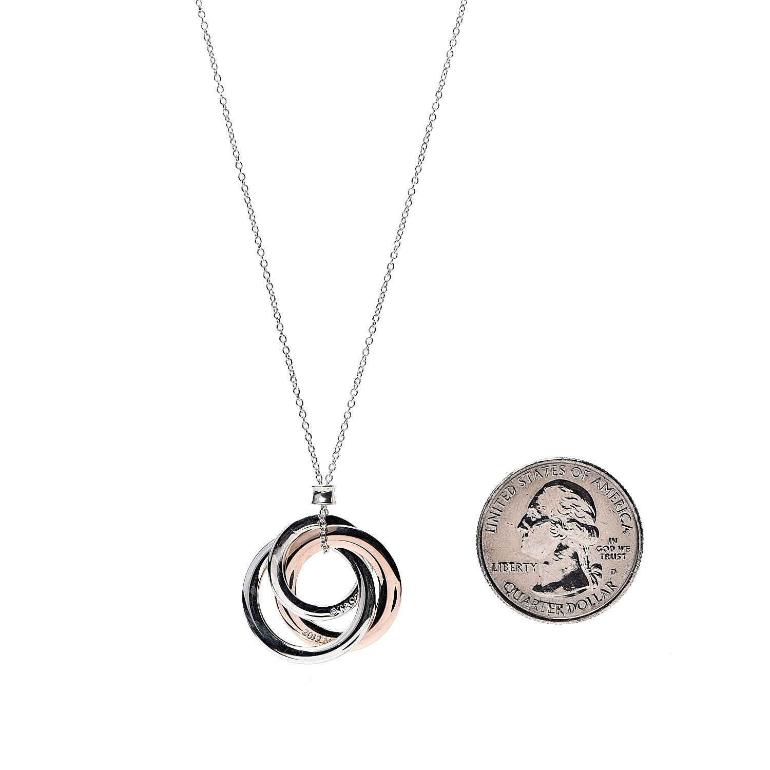 Tiffany Sterling Silver Rubedo 1837 Circles Pendant Necklace 3 of 5