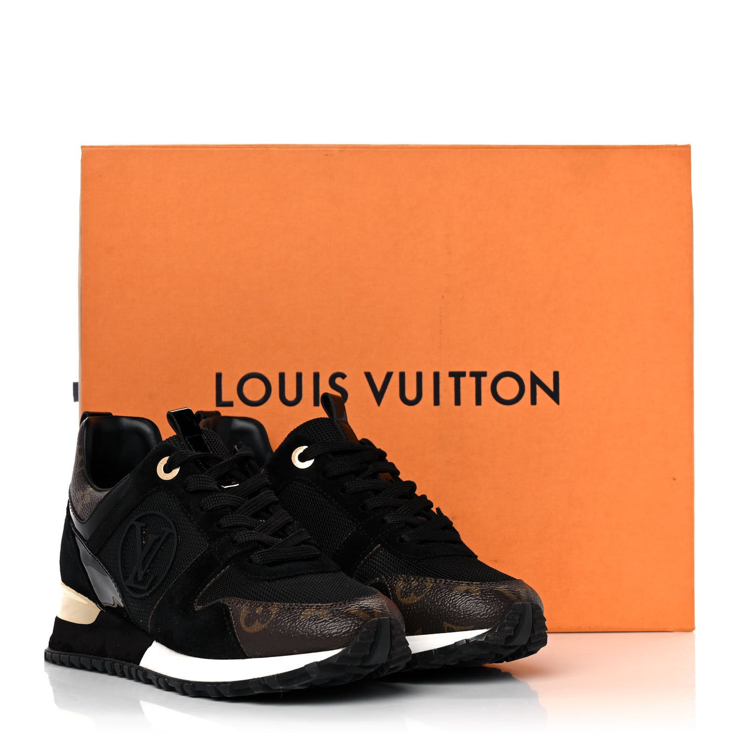 Suede Monogram Run Away Sneakers 36 Black