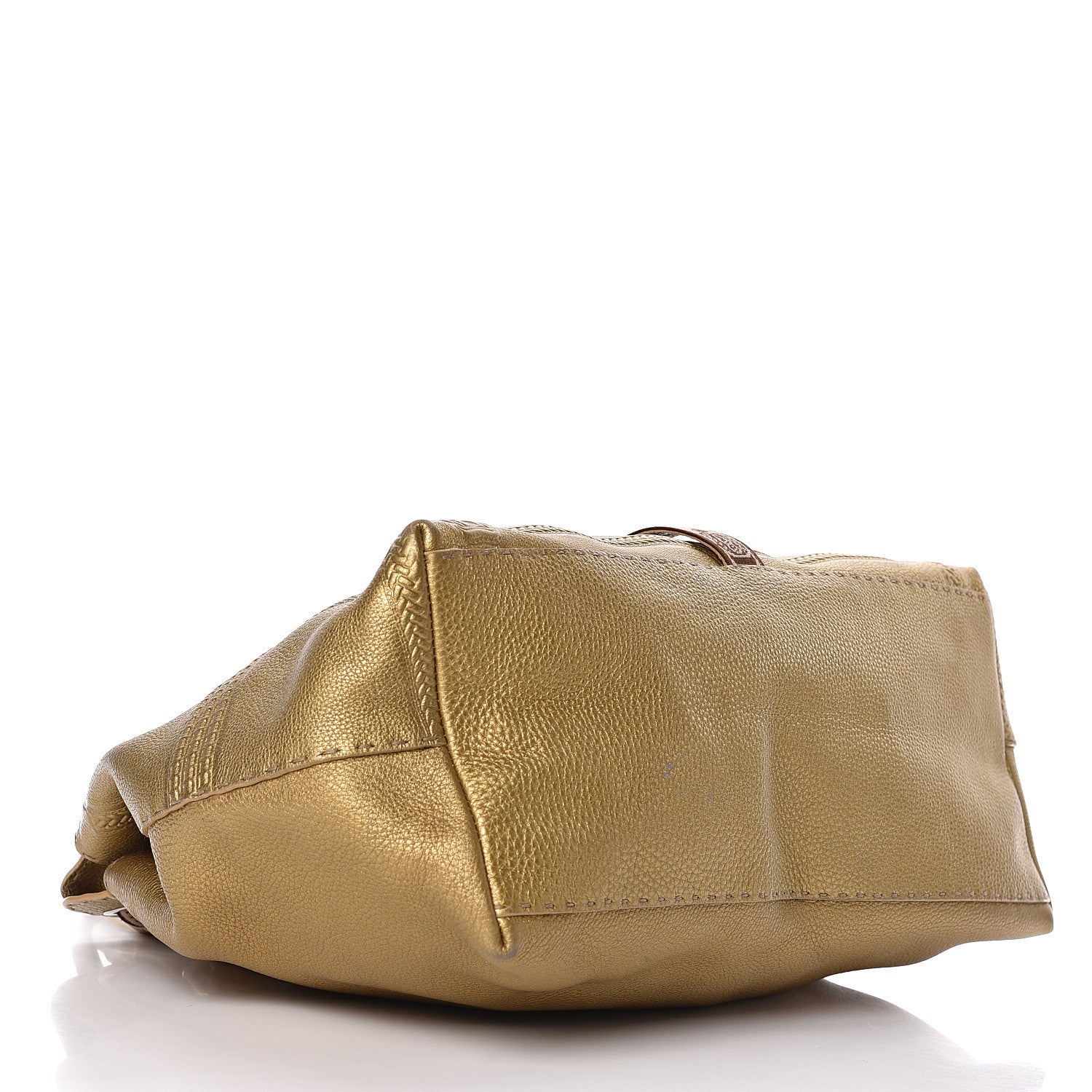 Fendi Calfskin Romano Selleria Large Villa Borghese Tote Gold 4 of 14