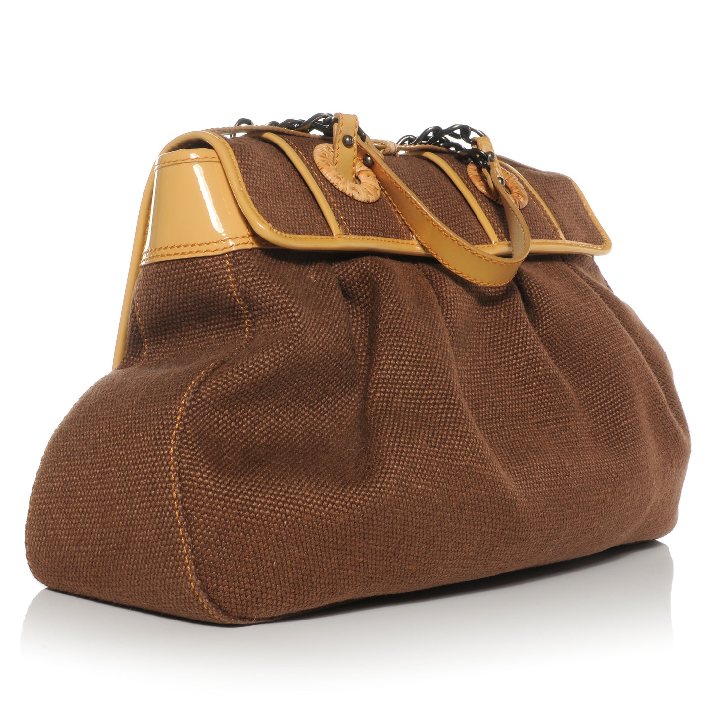 Canvas Raffia B Bag Brown