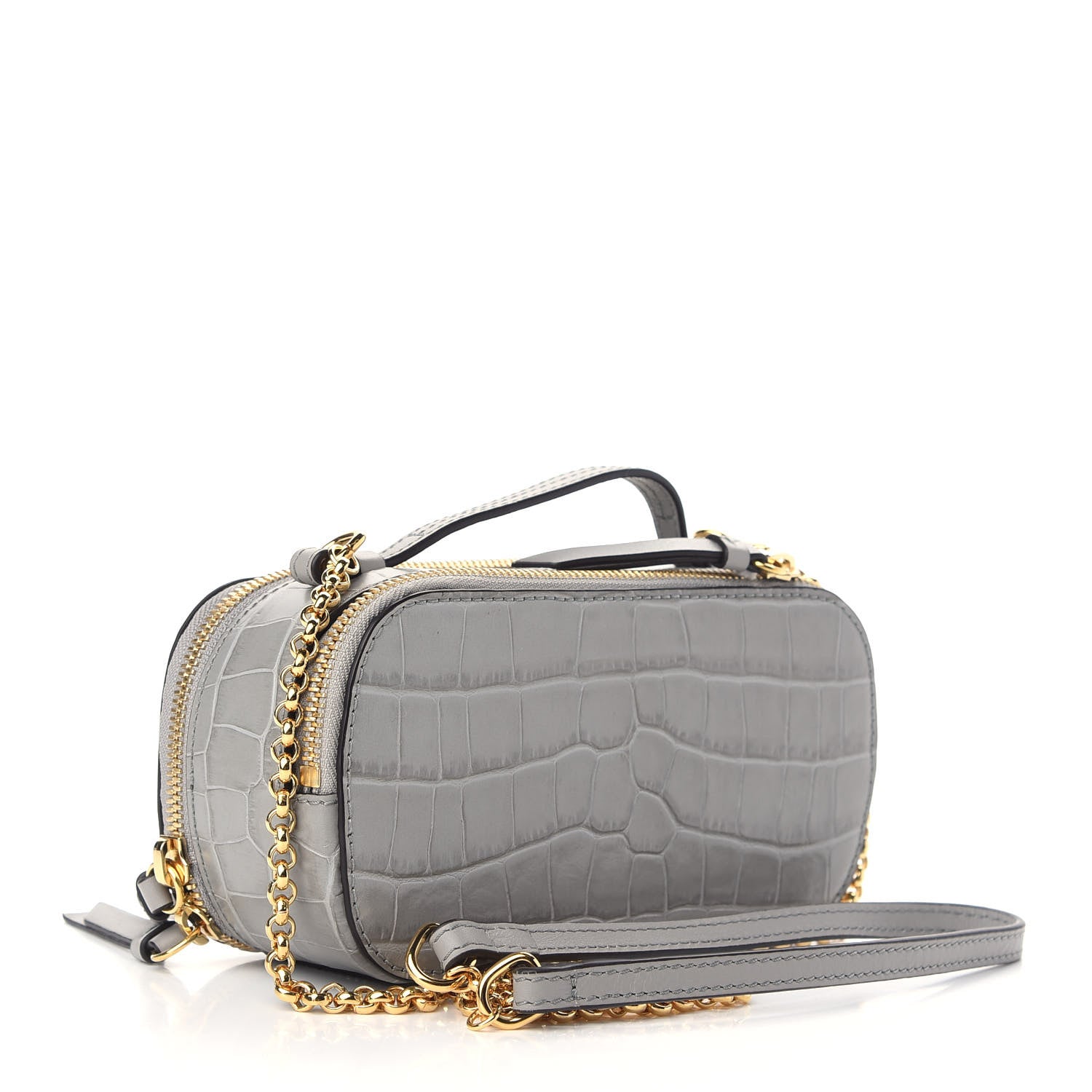 Chloe Calfskin Crocodile Embossed Mini C Vanity Bag Stormy Grey 3 of 9