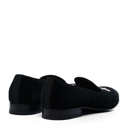 Gucci Velvet Embroidered Mens Loafers 8 Black 4 of 8