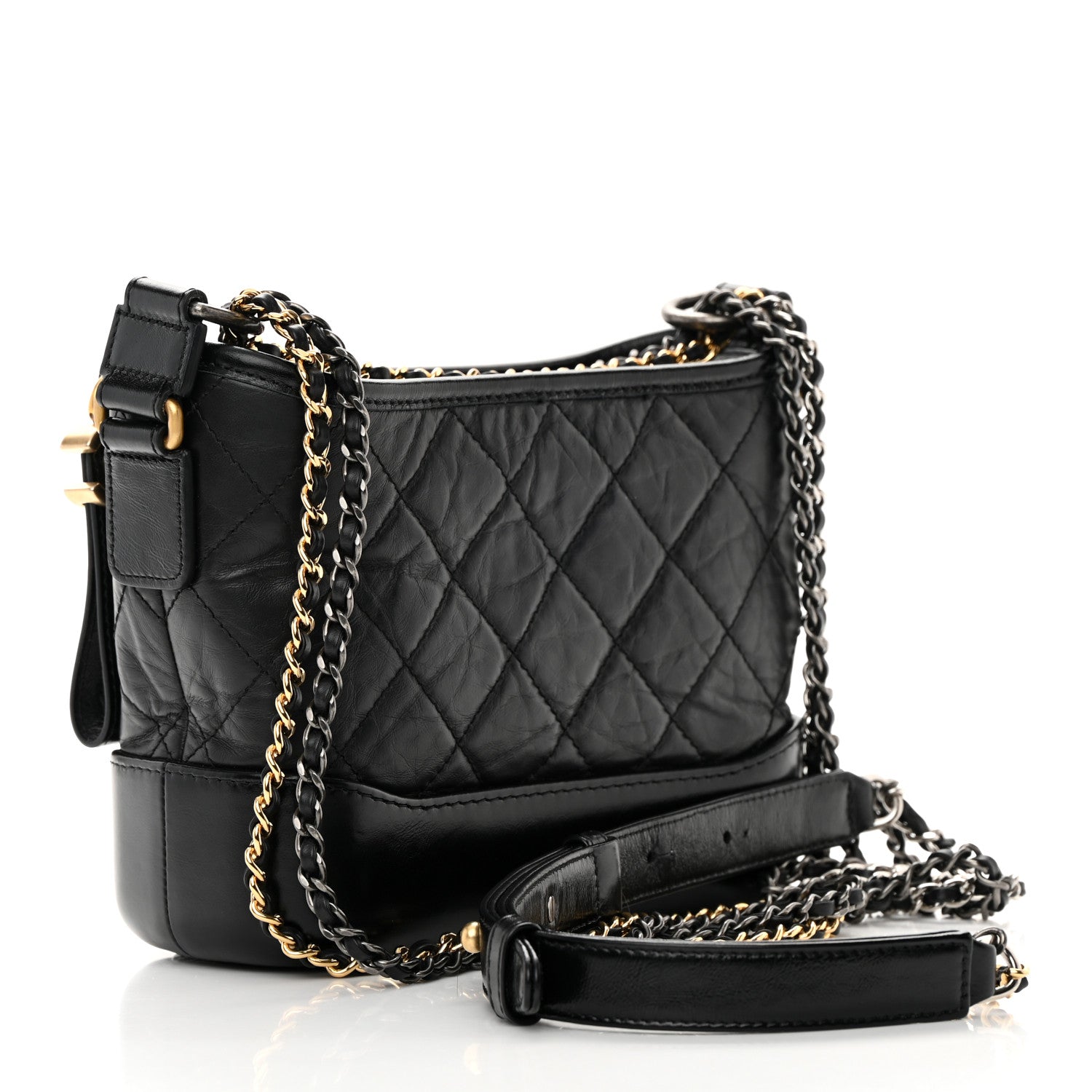 Chanel Aged Calfskin Quilted Small Gabrielle Hobo Black 3 of 12
