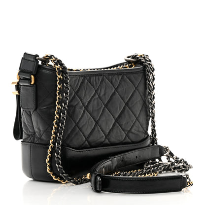 Chanel Aged Calfskin Quilted Small Gabrielle Hobo Black 3 of 12