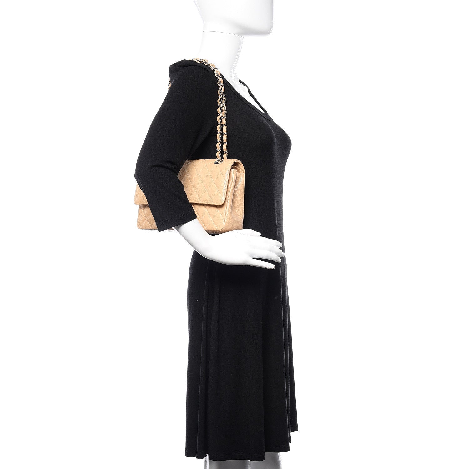Chanel Caviar Quilted Medium Double Flap Beige 2 of 10
