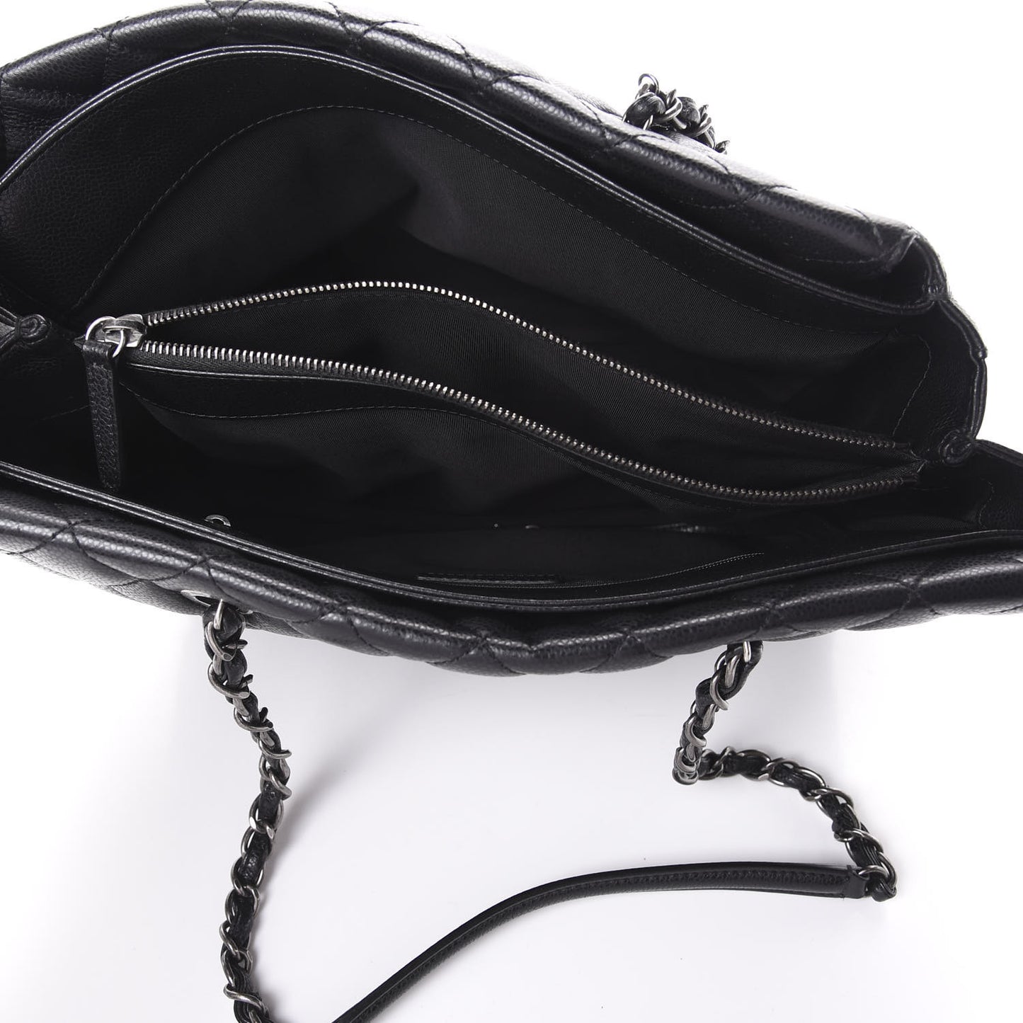 Caviar Quilted City Shopping Tote Black
