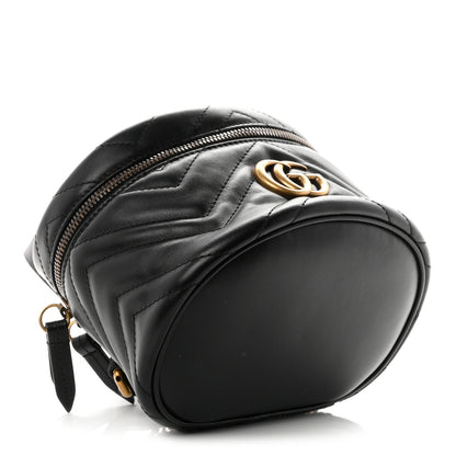 Gucci Calfskin Matelasse Mini GG Marmont Round Backpack Black 4 of 10